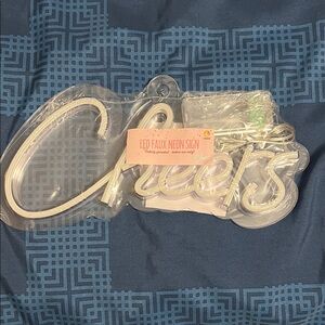 White “Cheers” LED Faux Neon Sign